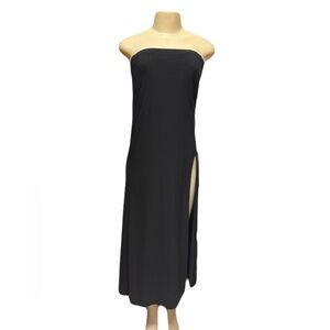 B Darlin Black Strapless Evening Dress with Slit